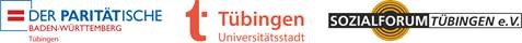 Logos der Kooperationspartner DER PARITÄTISCHE Kreisverband Tübingen, Stadt Tübingen und das SOZIALFORUM TÜBINGEN 